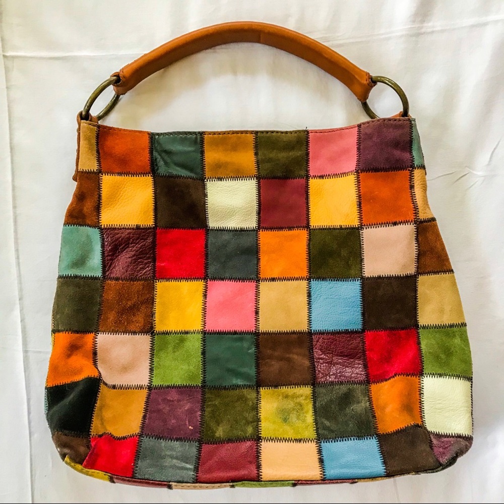Lucky Brand leather and suede patchwork bag!!